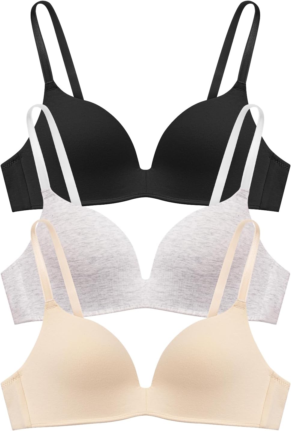 Eleplus Lightly Lined Wireless Bras for Women - Comfy Plunge Pack