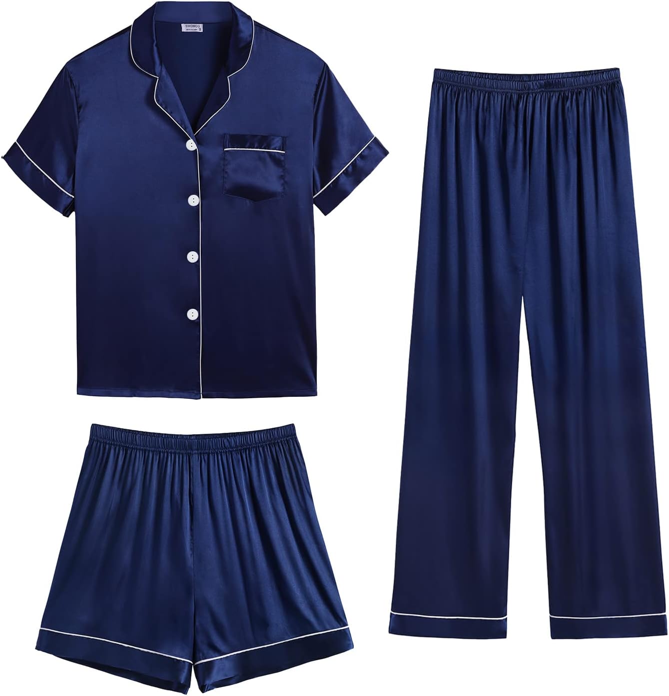 SWOMOG Womens Silk Satin Pajama Sets for Ultimate Comfort
