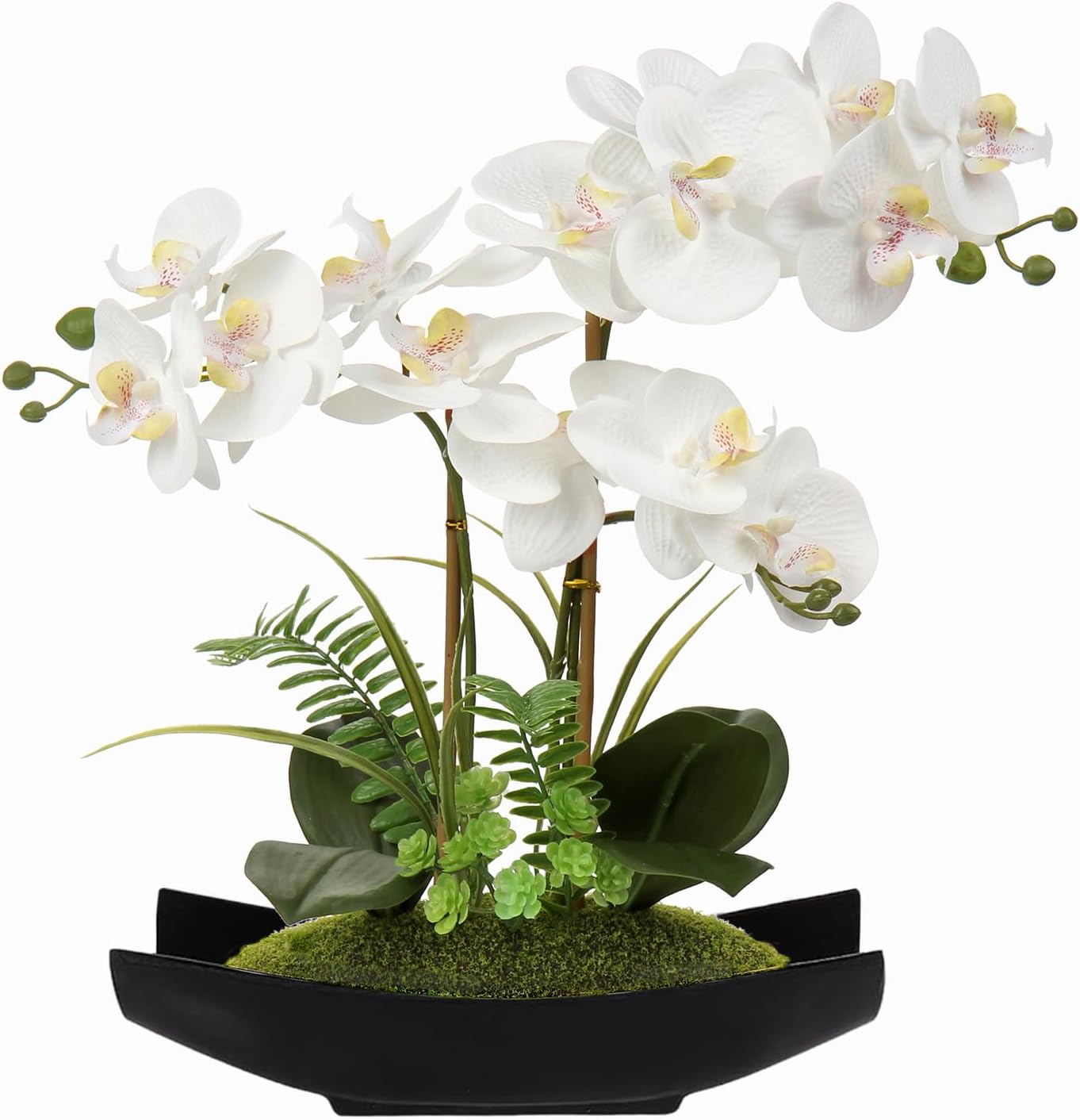 Briful Orchid Artificial Flowers 15in White Silk Flowers Centerpiece