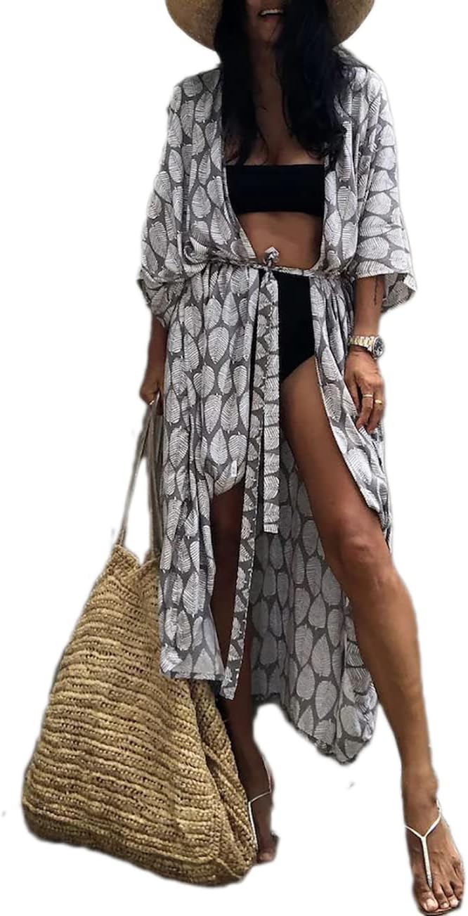Stylish Tie Dye Open Front Long Kimono Cover Up for Women