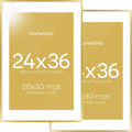 Homeforia 24x36 Gold Picture Frame matted to 20x30 - Luxe Look