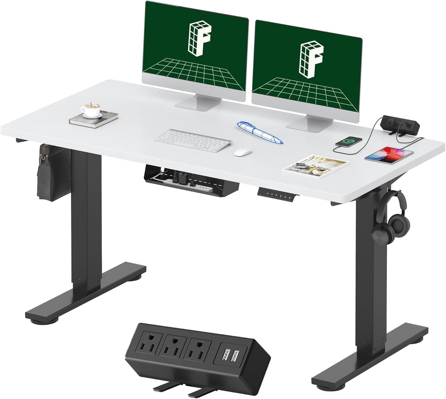FLEXISPOT EN2 Electric Stand Up Desk with Power Strip and Memory