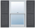 Exterior Louver Vinyl Shutter 15in x 47in Dark Gray (Pair) - Durable