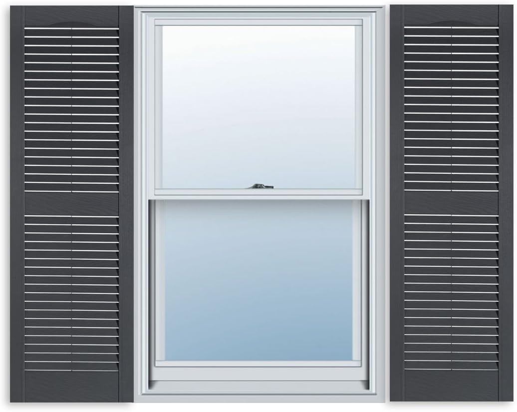 Exterior Solutions Standard Louver Vinyl Shutter in Dark Gray