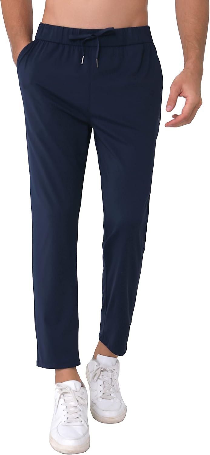 Mens Stretch Travel Pants for Short Men - Quick Dry Joggers
