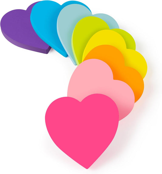 TKTB Heart Sticky Notes Set - Strong Adhesive, Clean Removal