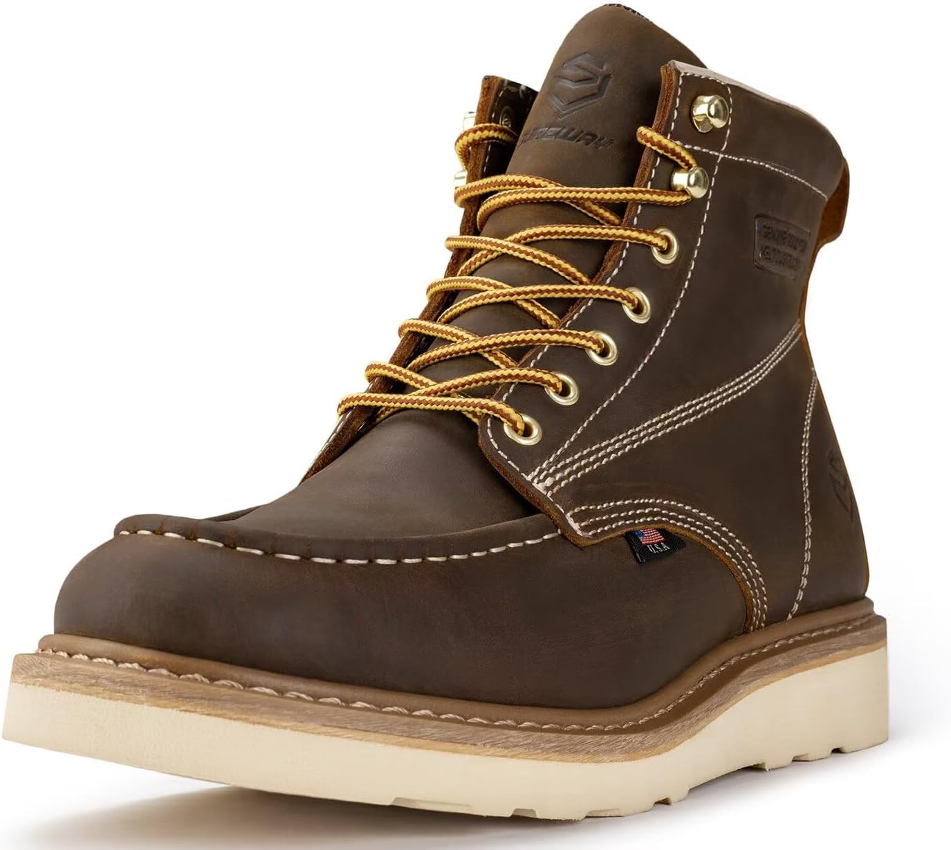 SUREWAY 6in Wedge Moc Toe Work Boots for Men - Comfort & Durability