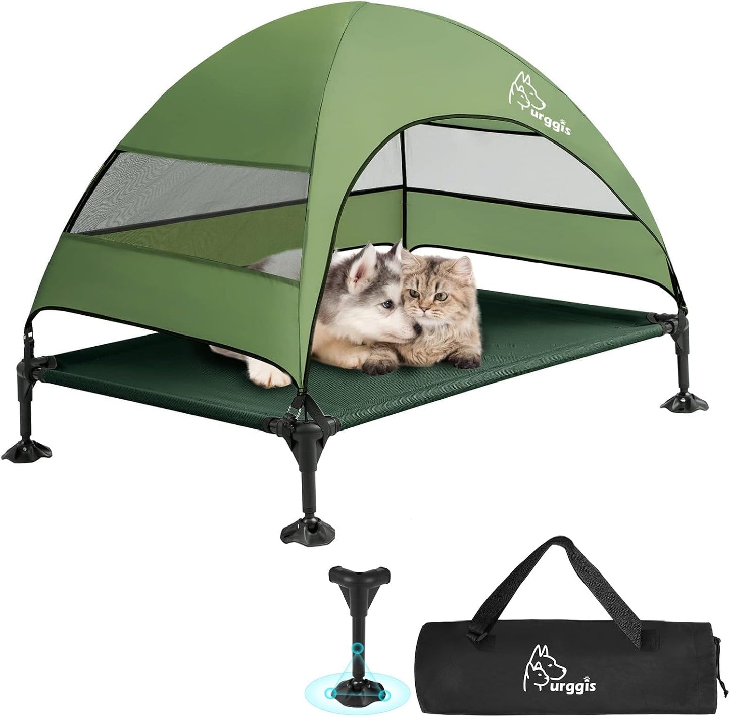 Upgraded Elevated Dog Bed with Canopy for Large Pets Outdoor