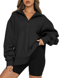 Trendy Queen Womens Oversized Half Zip Hoodie - Y2K Fall Style