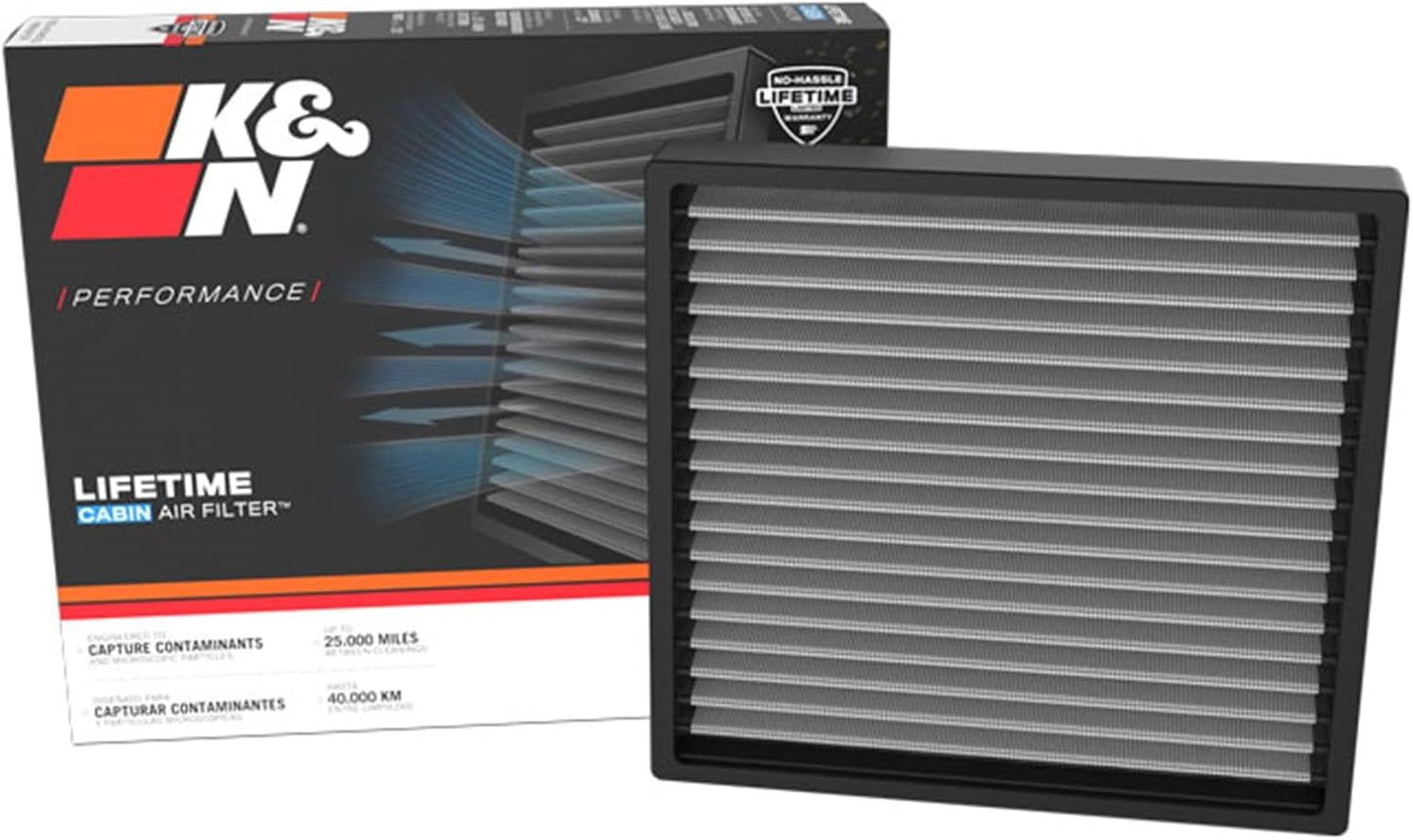 K&N LIFETIME Cabin Air Filter: Premium Washable Clean Air
