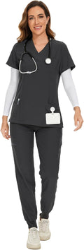 COZYFIT Scrubs for Women Set - Stretch V-Neck Top (Style 4BMR)