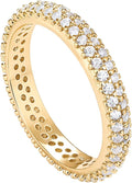 14K Gold Plated Double Row Eternity Band for Women - Sparkling