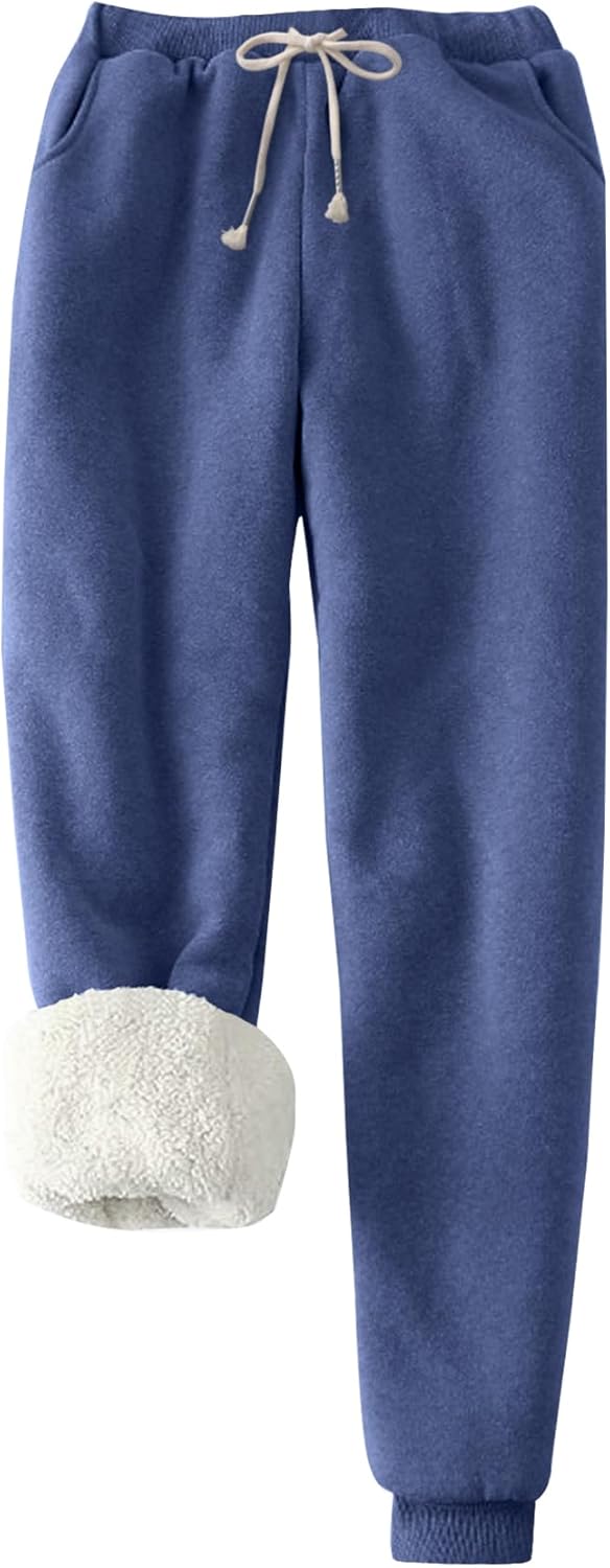 PEHMEA Women's Sherpa Lined Sweatpants for Winter Warmth