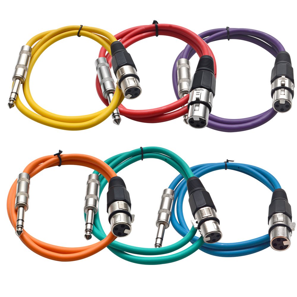 Seismic Audio SATRXL-F3BGORYP 3-Feet XLR Female to TRS Cables
