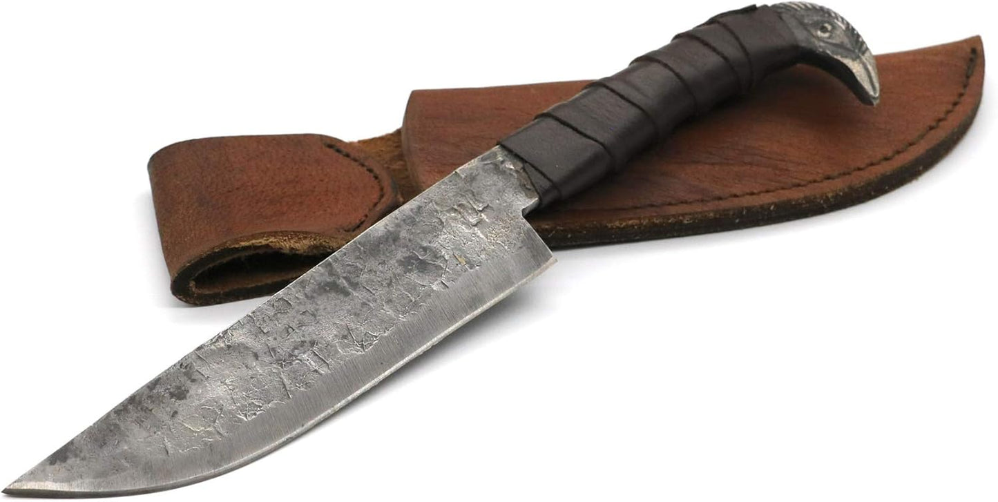 Odin's Raven Norse Viking Knife - Hand Forged Carbon Steel Blade