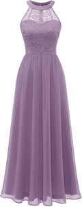 Wedtrend Women's Halter Long Prom Dress Floral Lace Chiffon - Elegant