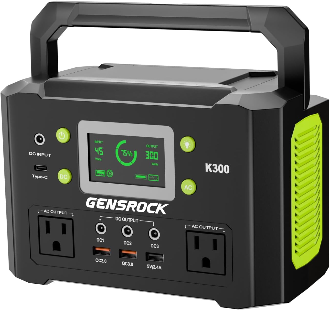 GENSROCK Portable Solar Power Station - Reliable 300W Backup