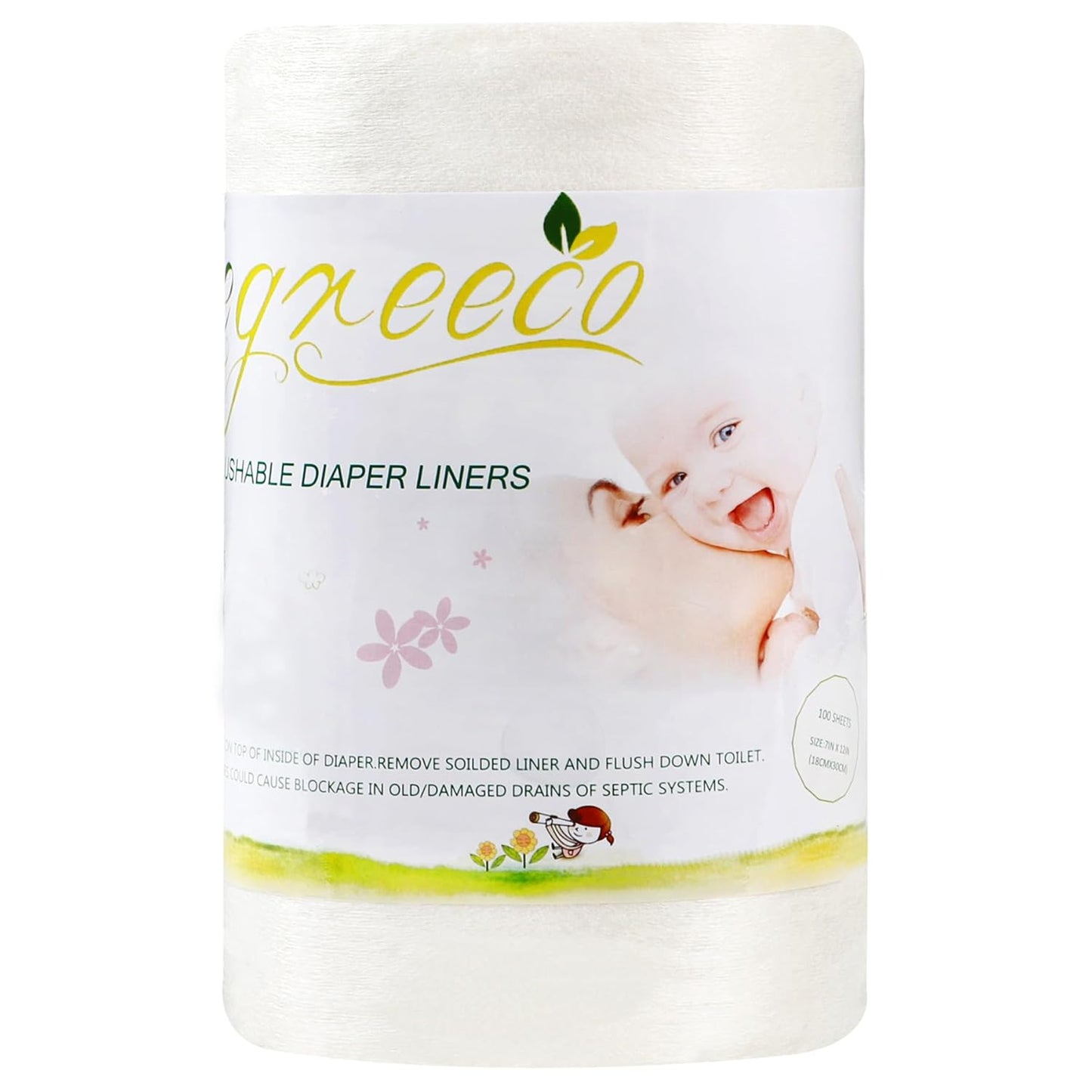 wegreeco Unscented Diaper Liners - 100 Sheets, Chlorine Free