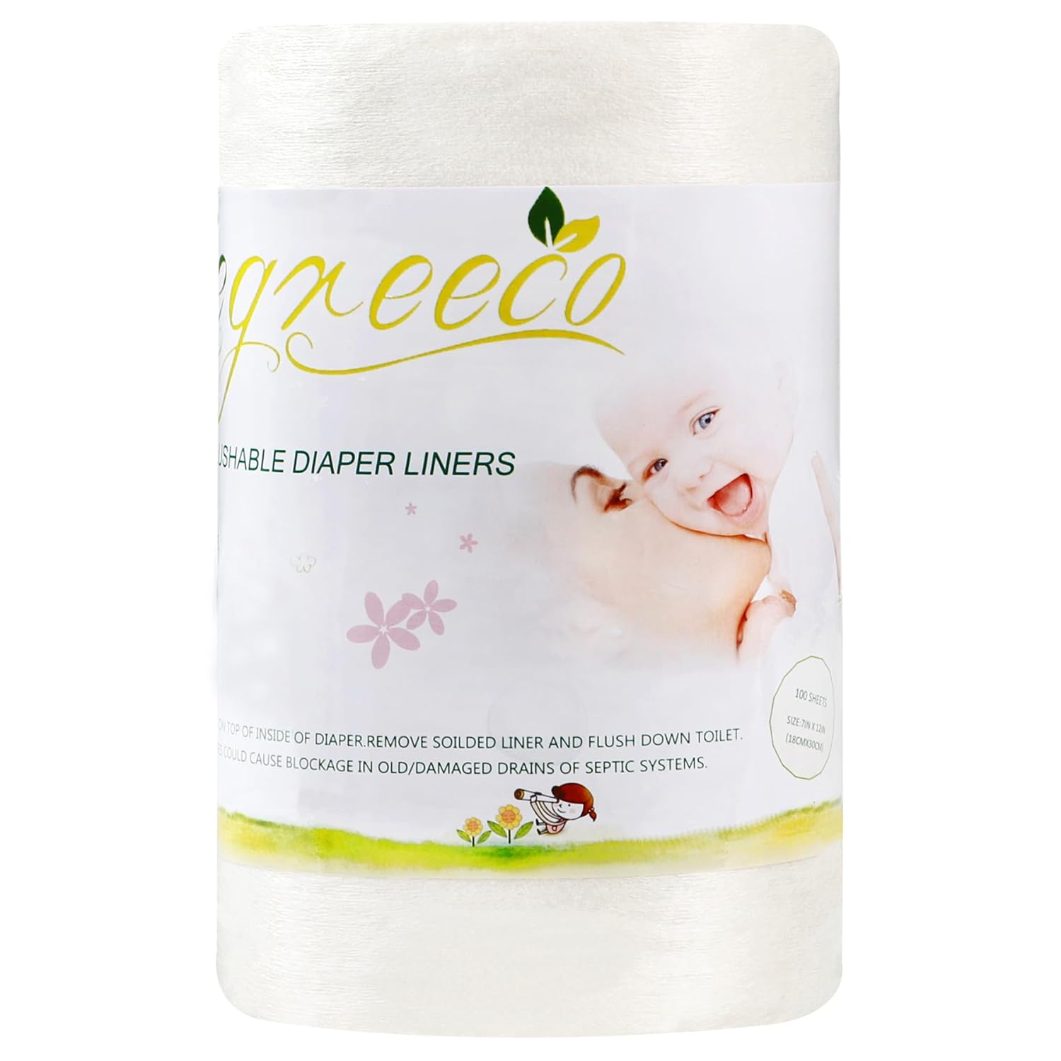 wegreeco Unscented Diaper Liners - 100 Sheets, Chlorine Free