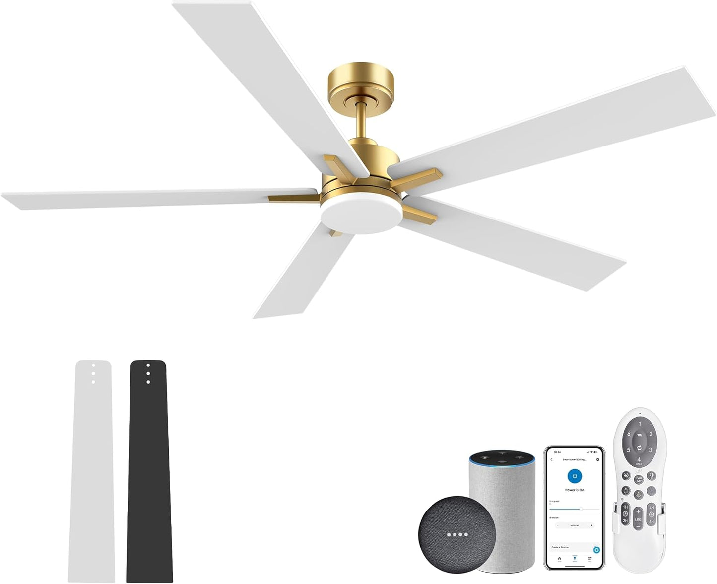 60 Inch Smart Ceiling Fan with Lights Remote Control for Home