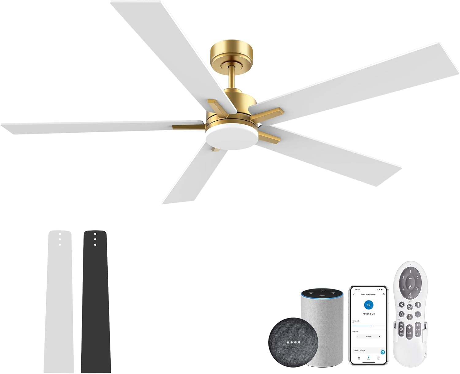 60 Inch Smart Ceiling Fan with Lights Remote Control for Home