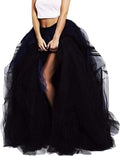 Women Maxi Tulle Layered Floor Length Skirt - High Waist Elegant