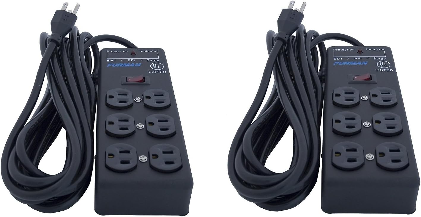 Furman SS6B 6-Plug Surge Protector Bundle: Protects Devices x2