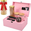 Large Bamboo Storage Box Kit with Glass Jars and Tray - Decorative Set