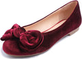 Feversole Women's Round Toe Cute Bow Trim Ballet Flats - Feminine ties