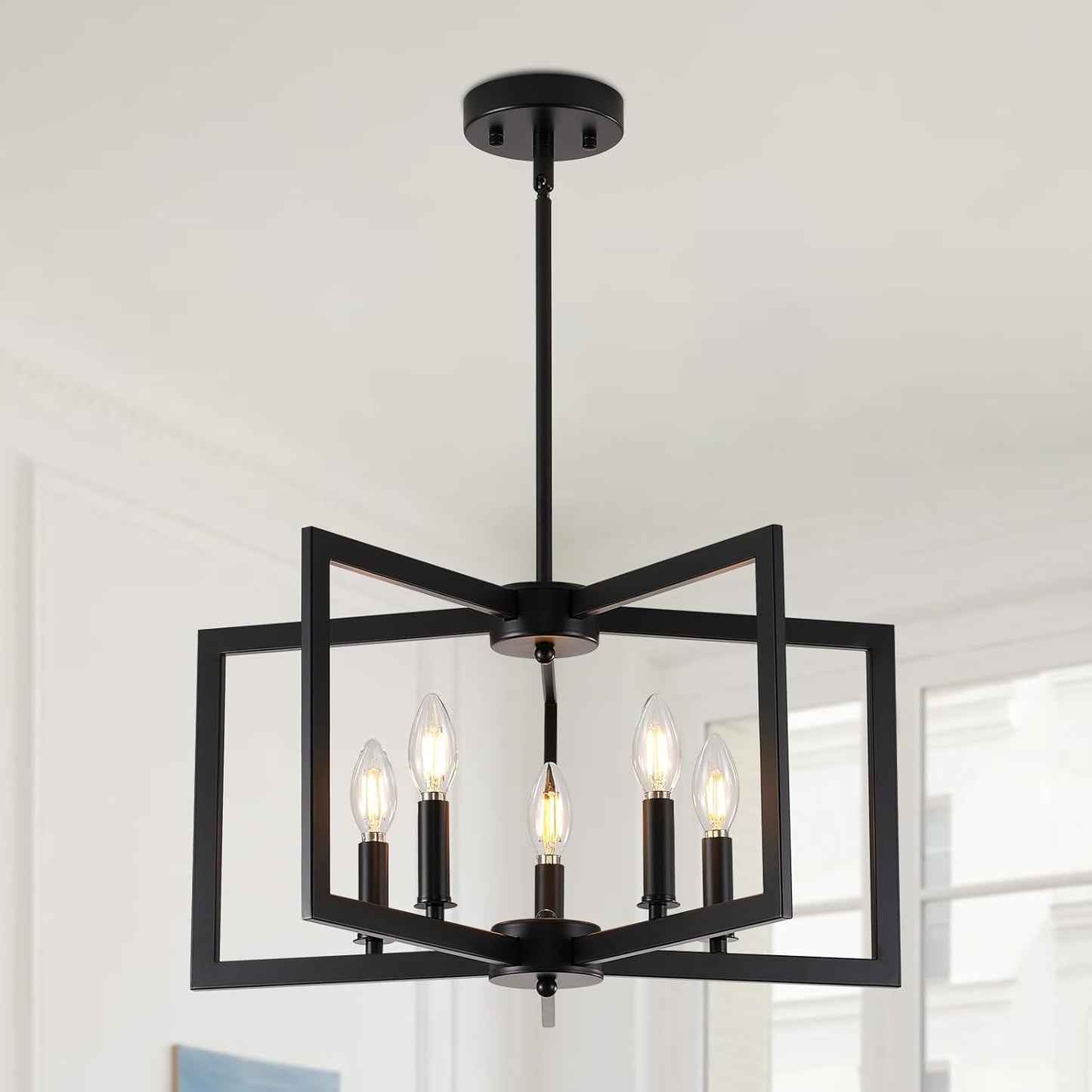 Black Chandelier 5-Light Modern Industrial Fixture for Dining Room