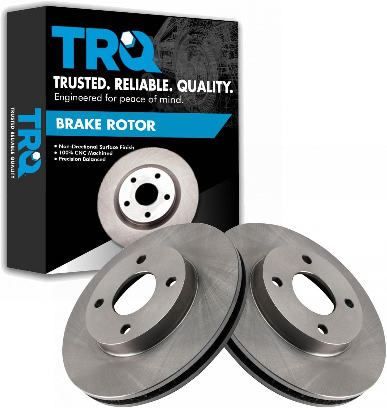 TRQ Front Brake Rotors Set Vented for Ford Contour & Mercury