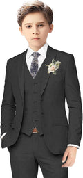 Boys Linen Suits for Kids Slim Fit 3 Piece Summer Beach Wedding Set