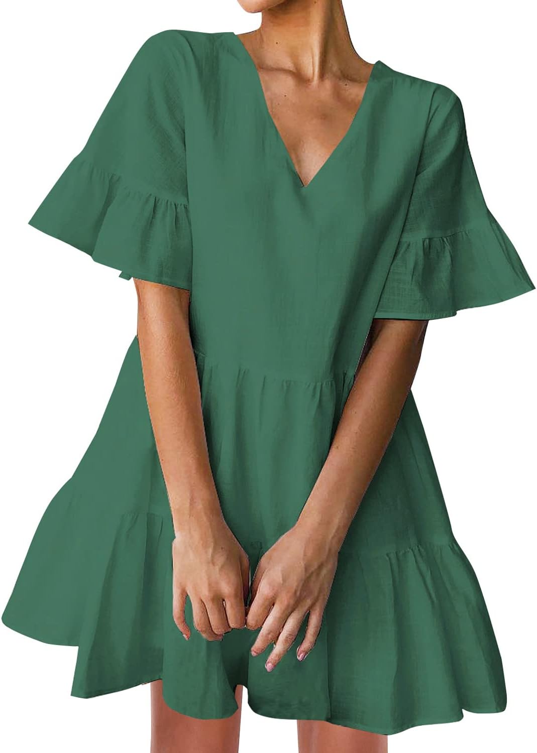 Cute V Neck Shift Dress with Pockets for Summer Fun