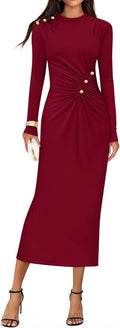 ZESICA Womens Long Sleeve Mock Neck Bodycon Midi Dress Review