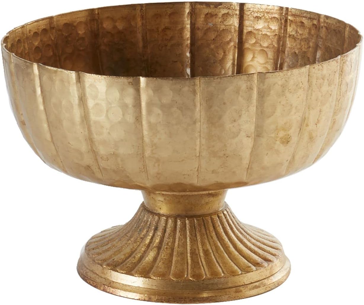 Distressed Gold Metal Compote Bowl for Elegant Home Decor