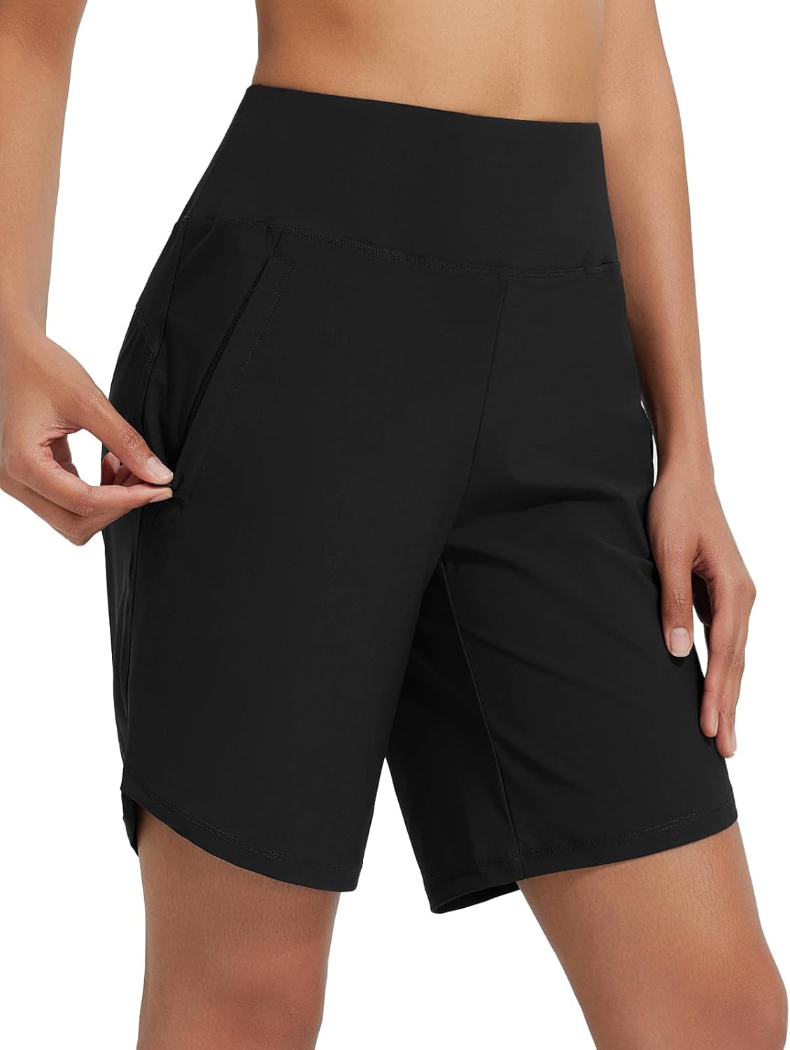 High Waisted Swim Board Shorts for Women with Pockets