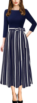 VFSHOW Womens Pleated A-Line Midi Dress - Flattering Work & Party Fit