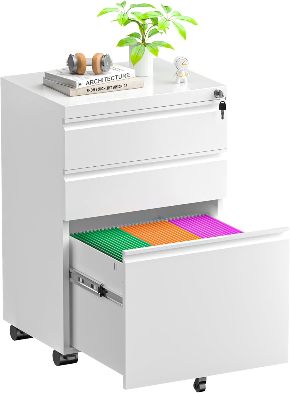 Superday Mobile Locking File Cabinet for Office and Home Use