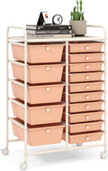 15-Drawer Rolling Storage Cart with Metal Frame - Spacious Organizer