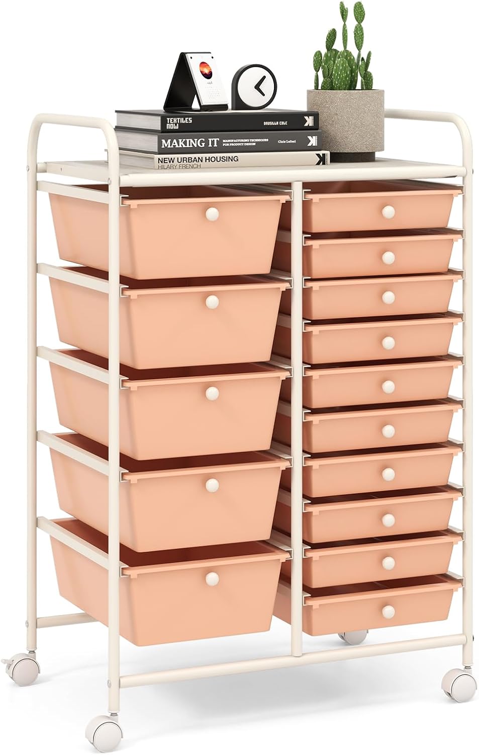 15 Drawer Rolling Storage Cart for Classroom and Home Office