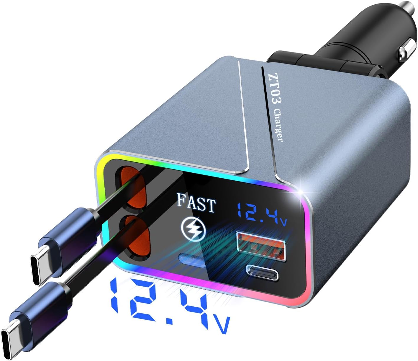 Fast 4-in-1 Car Charger Gift, 144W USB C Adapter