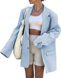 Women Oversized Lapel Blazer Jacket - Casual Work Open Front
