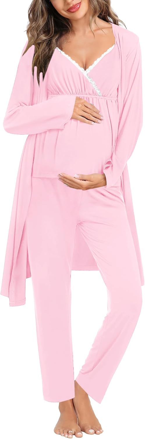 SWOMOG Maternity Nursing Robe Set for Comfortable Breastfeeding