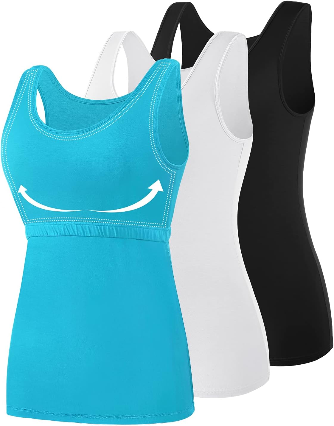 Comfortable Cotton Shelf Bra Tank Tops for Women in 2-3 Pack