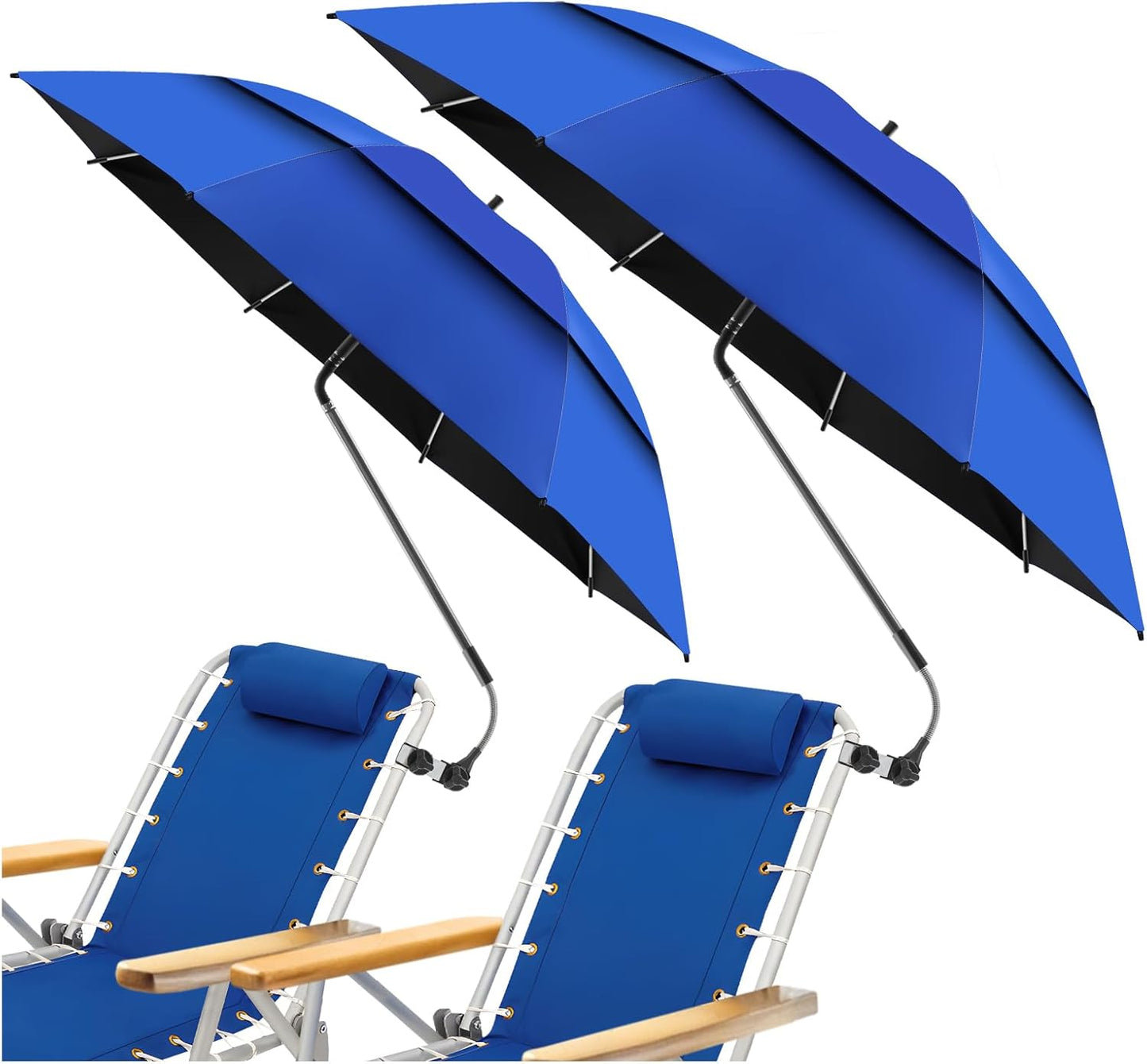 2 Pack 48.6in Double Canopy Beach Umbrella with Clamp for Comfort