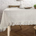 Rustic Ruffled Linen Tablecloth 60 in x 84 in - Vintage Flounces