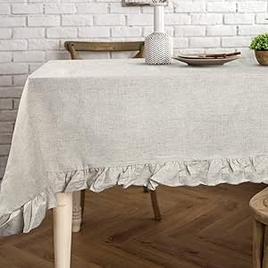 Lahome Rustic Ruffled Linen Tablecloth for Elegant Events