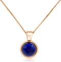 Real Gemstone Citrine 8mm Bezel Pendant Necklace for Her - Rose Gold