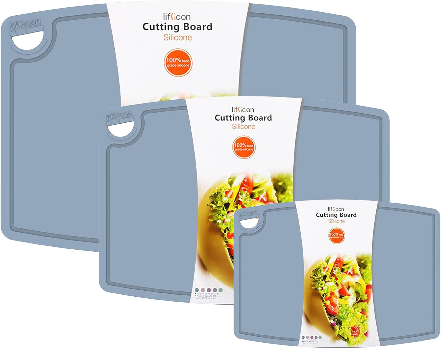 Silicone Thick Cutting Boards Set of 3 Flexible Design for Kitchen