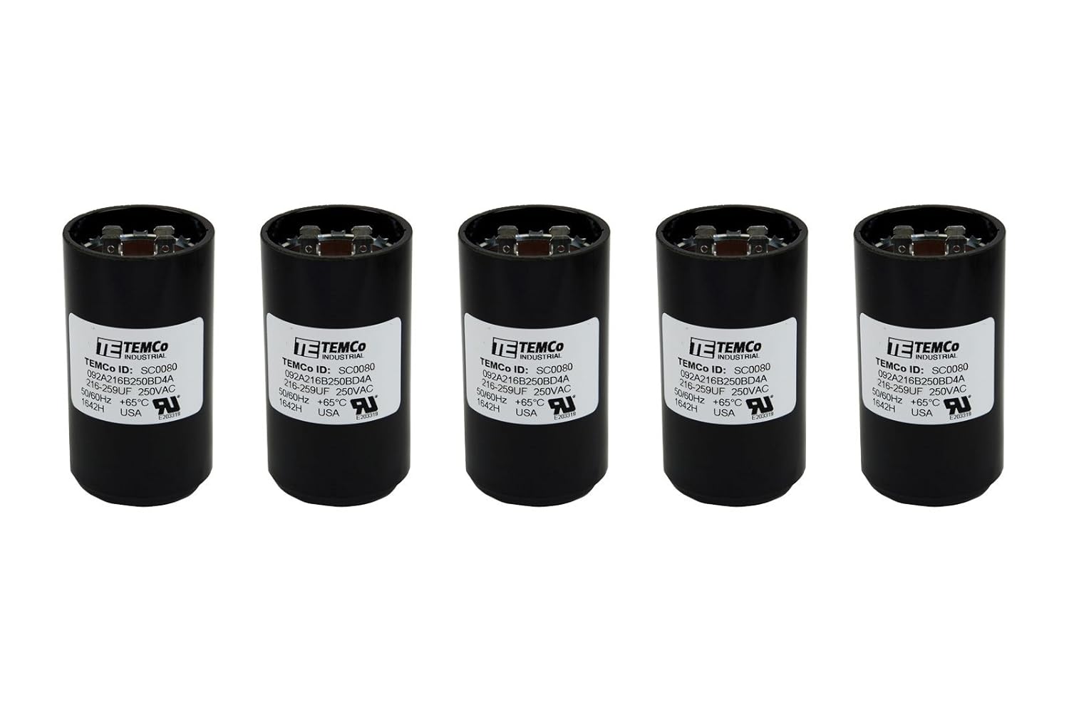 5 Pack 216-259 uF MFD CD60 Start Capacitor for HVAC Systems